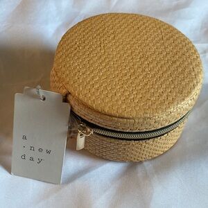 Women’s A New Day Brown Round Jewelry Box Zipper Closure New
